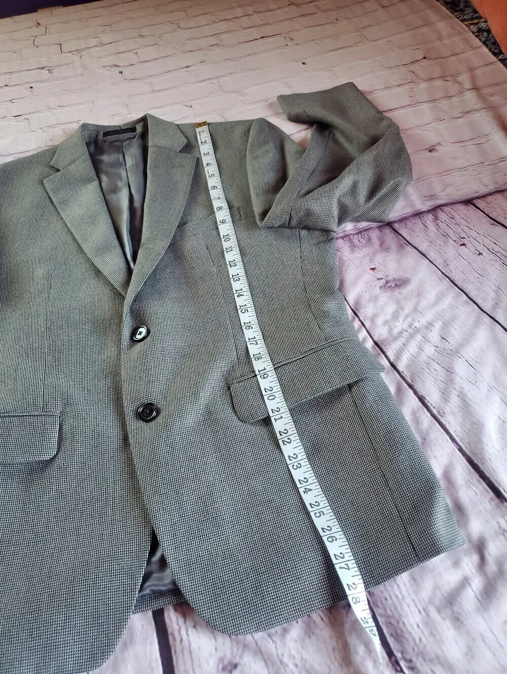 Lauren Ralph Lauren Houndstooth Gray Sport Jacket Office Career Two-Button 38S